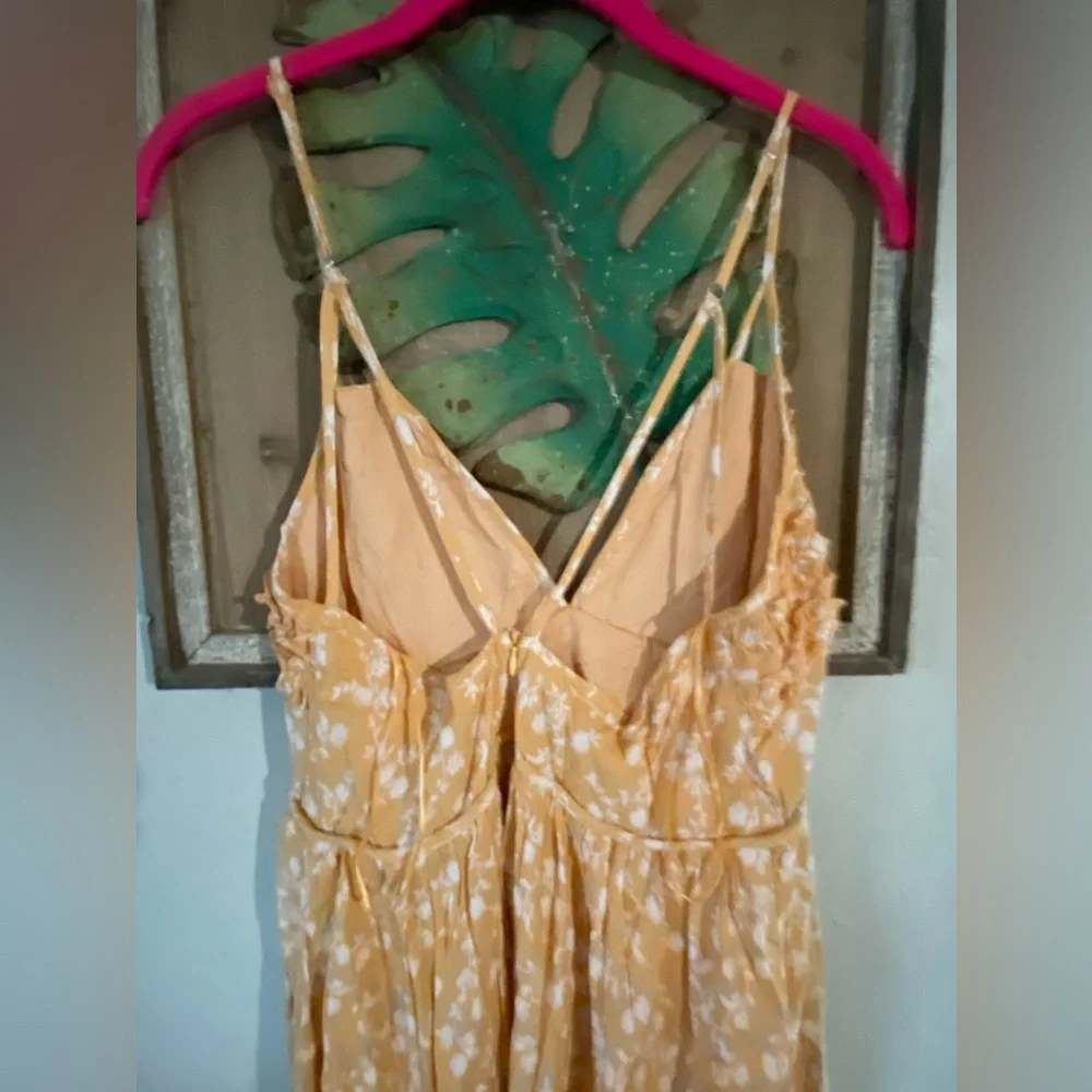 Women’s Papermoon Golden Frilly Ruffled White Floral Pattern Sundress mini - Picture 9 of 17